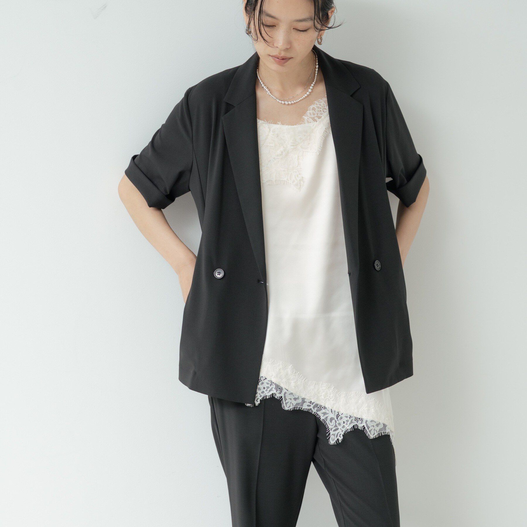 GALLEST「Comfy SET UP｜ハーフスリーブジャケット【セットアップ対応／通勤／接触冷感／UVカット】」|テーラードジャケット|