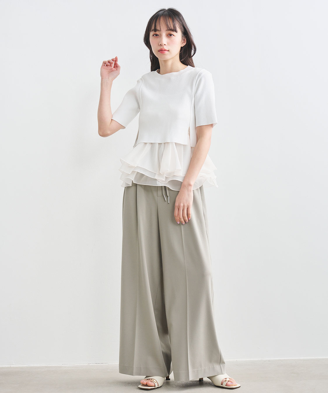 COCO DEAL「ジョーゼットセミワイドパンツ」|スラックス|