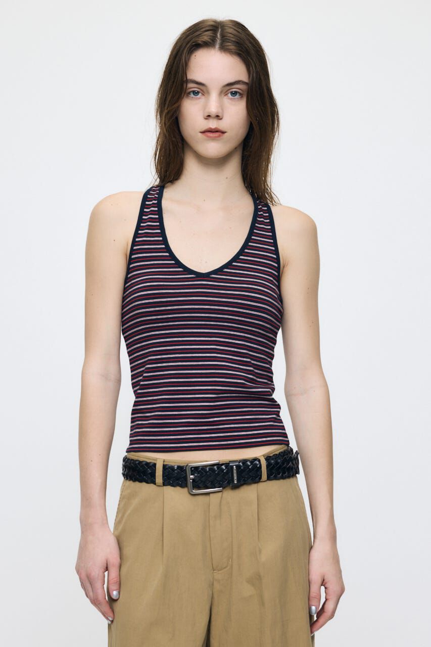 MOUSSY「BACK CROSS CUP タンク」|タンクトップ|柄NVY5