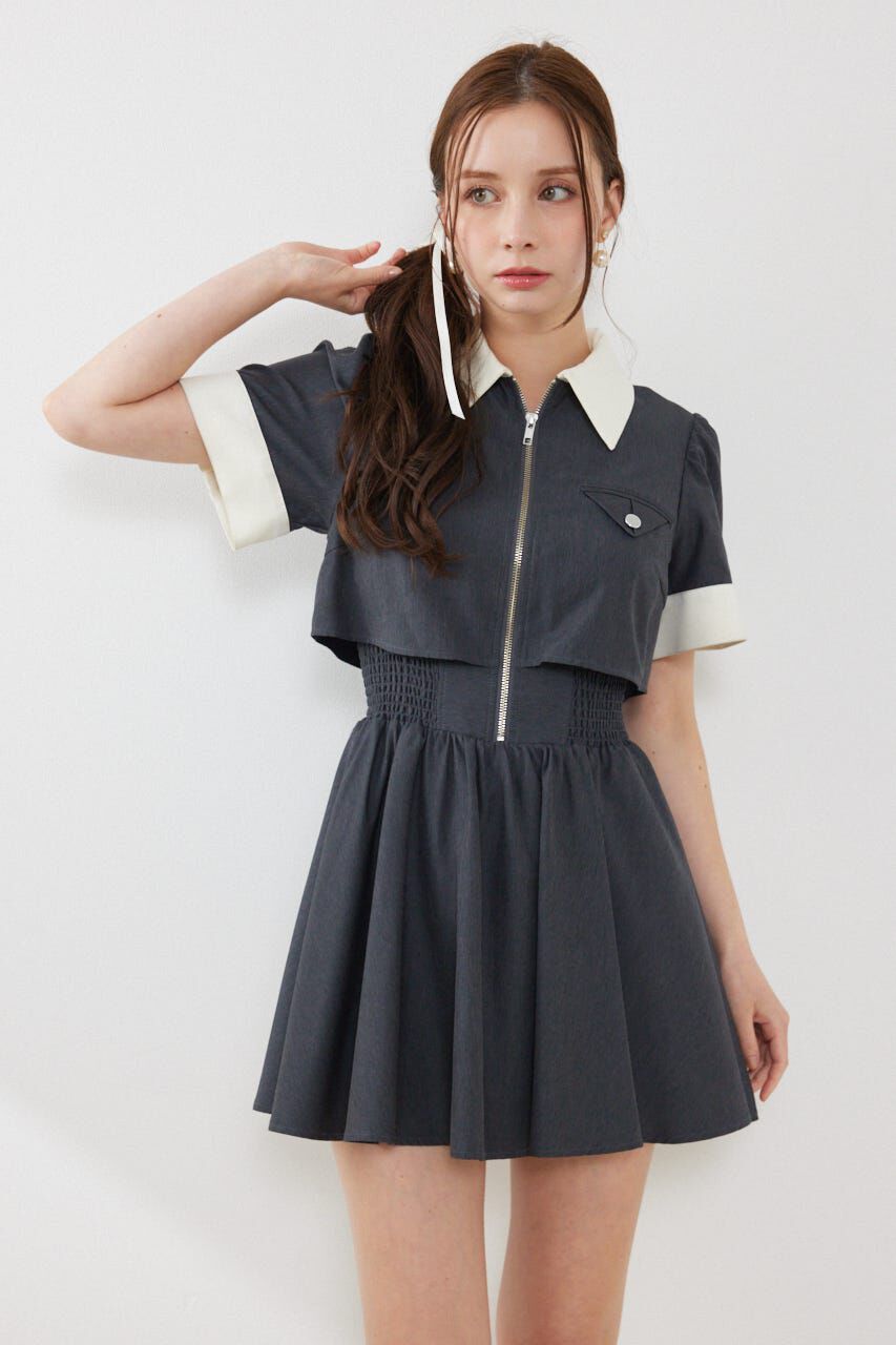 rienda「バストディティールフレアミニワンピース」|ワンピース|GRY