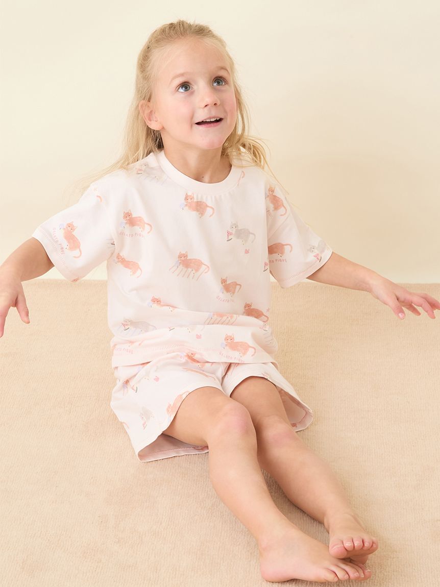 GELATO PIQUE KIDS & BABY「【KIDS】シーサイドキャット柄半袖Tシャツ」|ルームウェア|