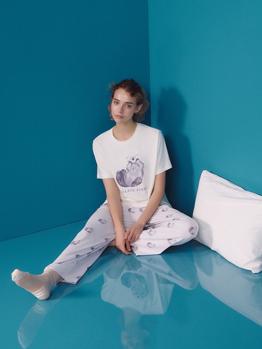 gelato pique「【ONLINE限定】【接触冷感】シーアニマル柄ワンポイントTシャツ&ロングパンツセット」|ルームウェア|