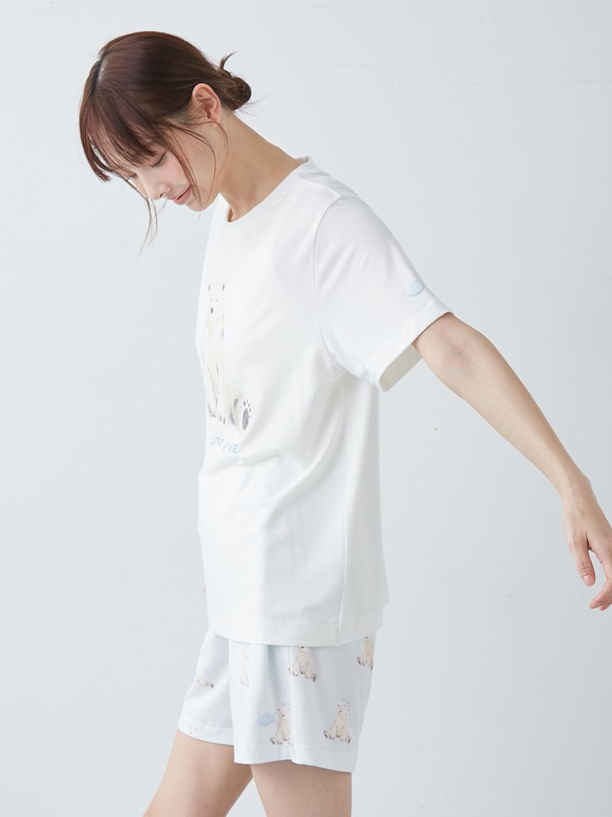 gelato pique「【ONLINE限定】【接触冷感】シーアニマル柄ワンポイントTシャツ&ロングパンツセット」|ルームウェア|