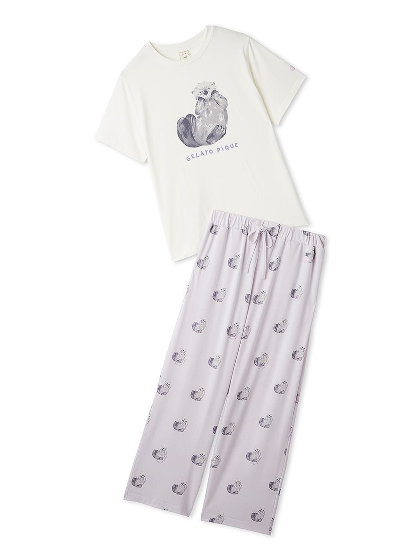 gelato pique「【ONLINE限定】【接触冷感】シーアニマル柄ワンポイントTシャツ&ロングパンツセット」|ルームウェア|LAV