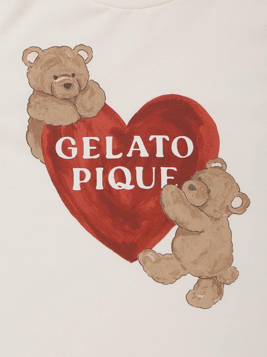 GELATO PIQUE KIDS & BABY「【JUNIOR】 【接触冷感】BEAR HEATワンポイントTシャツ&ボーダーショートパンツセット」|ルームウェア|