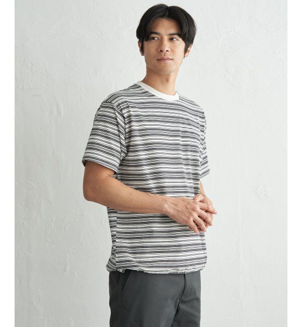 ikka「【お得だ値】冷感コットンドロストボーダーTシャツ」|Tシャツ・カットソー|