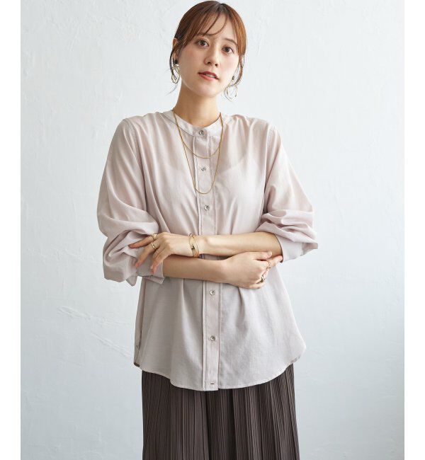 ikka「前後2WAYバンドカラーシャツ」|シャツ・ブラウス|グレージュ