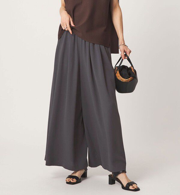 UNITED ARROWS green label relaxing「［size SHORTあり］ジョーゼット フレア タック ワイド パンツ」|その他|DK.GRAY