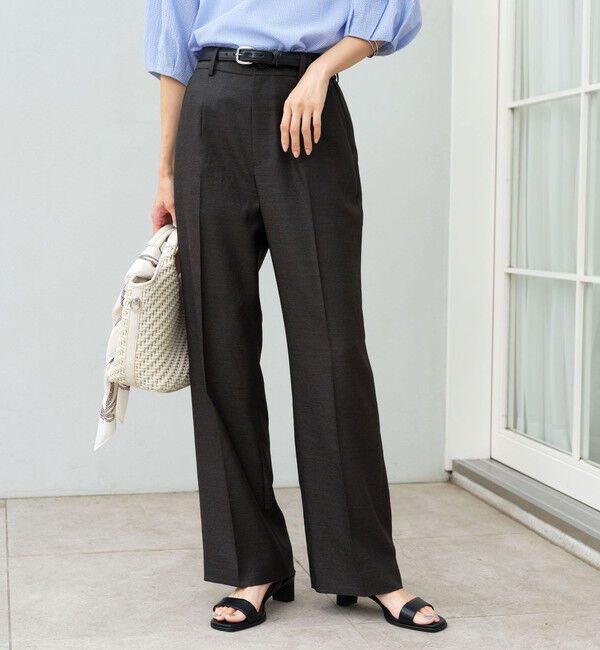 UNITED ARROWS green label relaxing「［size SHORT/TALLあり］リネンライク セミフレア パンツ 」|その他|DK.GRAY