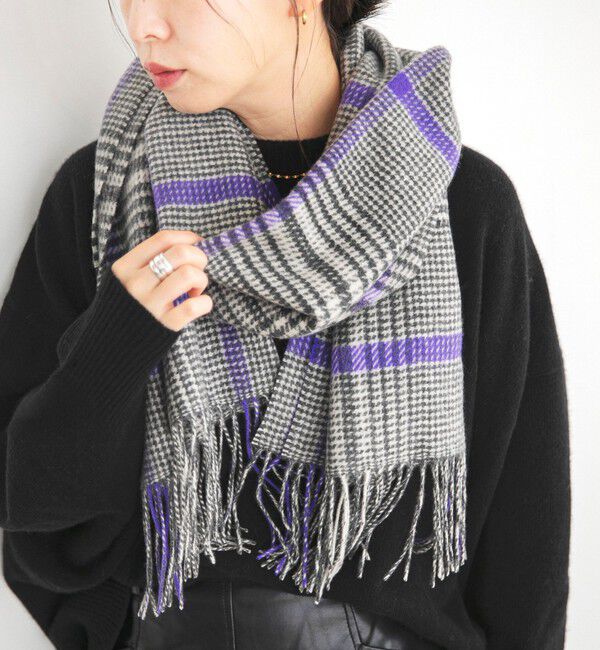 quaranciel「quaranciel: カシミヤ ミックス チェック ストール 25AW」|ストール|ブラック
