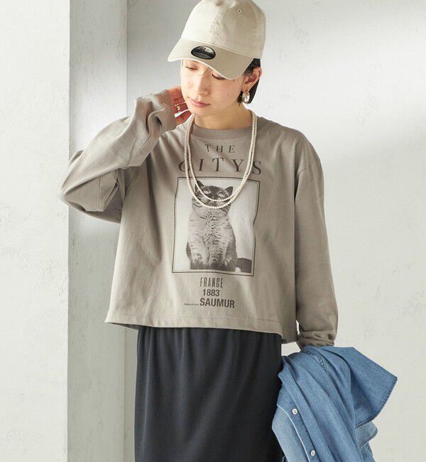 SHIPS for women「【SHIPS別注】Odub: フォト プリント クロップド ロングスリーブ TEE」|Tシャツ・カットソー|