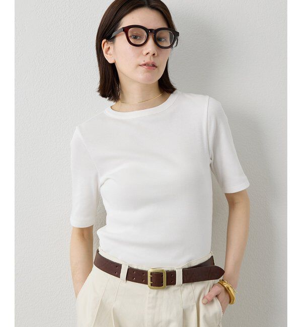  「《5色展開/手洗い可能》半袖クルーネックテレコカットソー」|Tシャツ・カットソー|オフホワイト