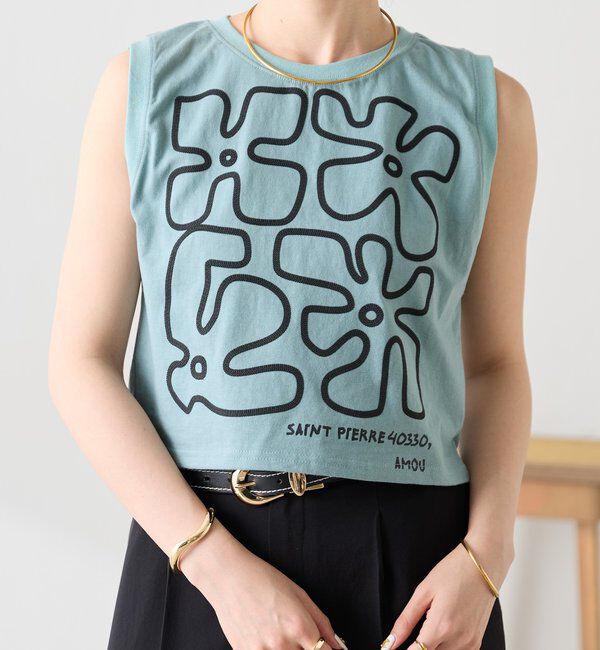  「【AMOU/アムー別注】フラワーロゴノースリーブ」|Tシャツ・カットソー|ブルー