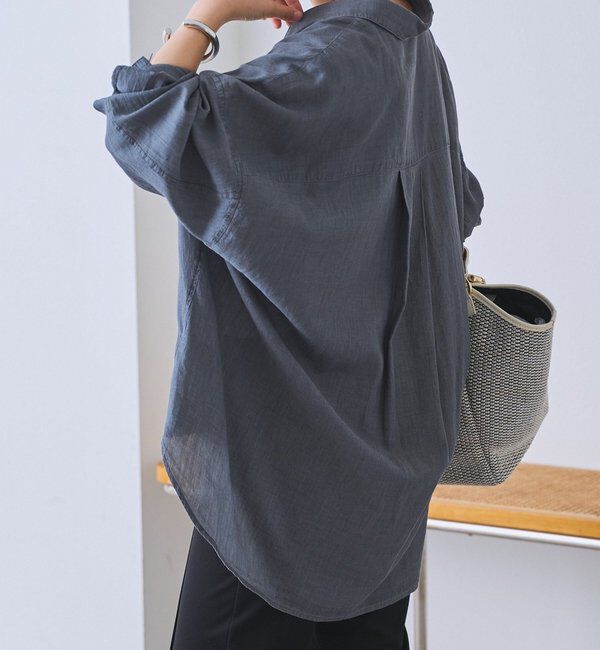  「【ほどよい透け感/通気性/日焼け・冷房対策】シアーデニムウォッシュドシャツ」|シャツ・ブラウス|