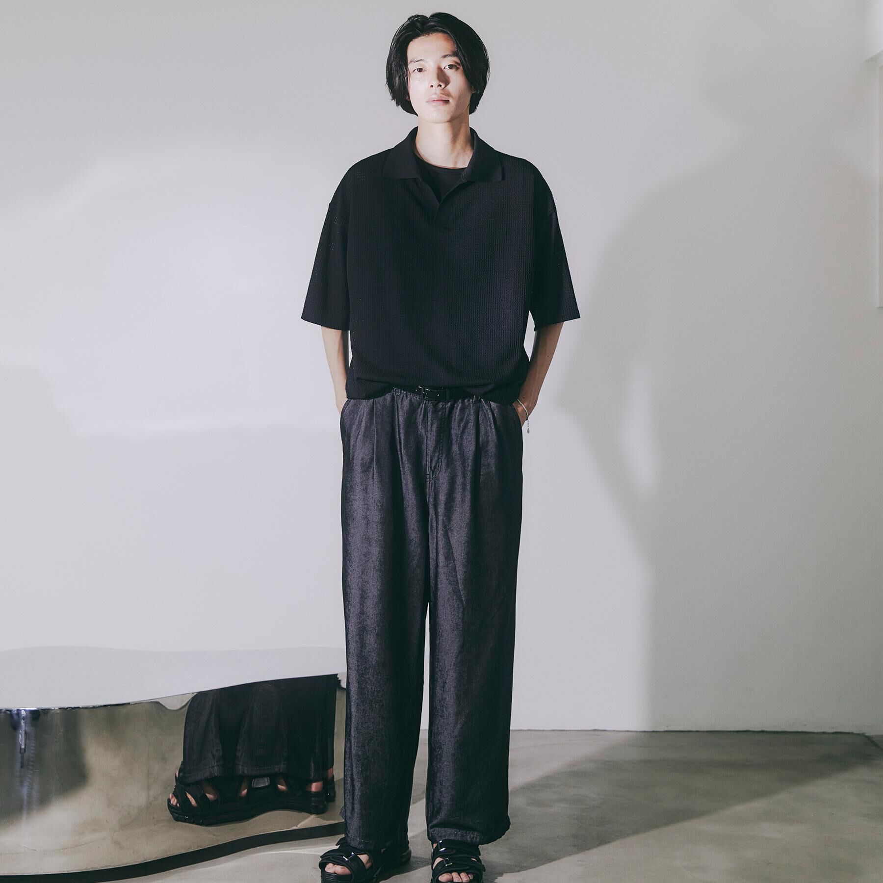 tk.TAKEO KIKUCHI「【ソフトタッチ】ルーズスキッパーポロシャツ/ソフト肌触り/オーバーサイズ/ルーズ/ドロップショルダー」|Tシャツ・カットソー|