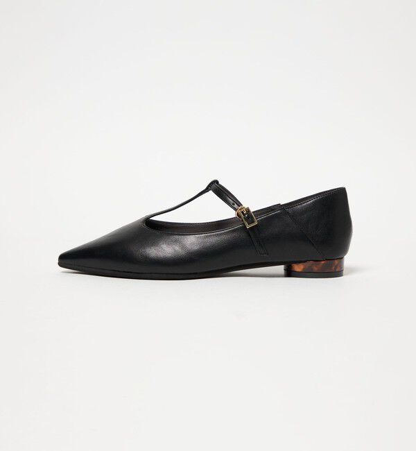 UNITED ARROWS green label relaxing「ポインテッド Tストラップ フラットシューズ 撥水」|パンプス|