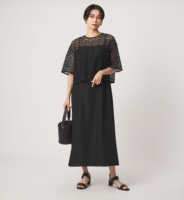 UNITED ARROWS green label relaxing「レースブラウス&times;キャミソールワンピース セット」|ワンピース|BLACK