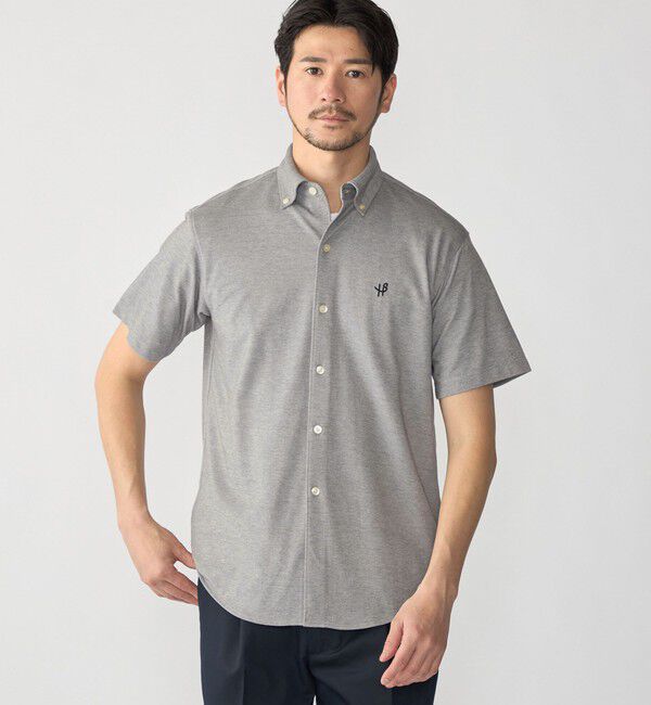SHIPS「【WEB限定】SHIPS: 〈吸水速乾〉ドライピケ ワンポイント ロゴ ボダンダウン シャツ」|Tシャツ・カットソー|グレー