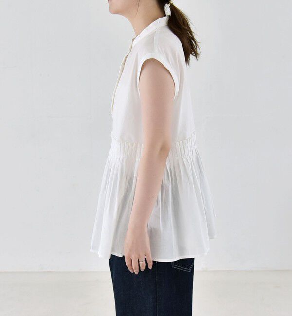 quaranciel「《予約》quaranciel:〈手洗い可能〉コットン プリーツ ペプラム プルオーバー ブラウス」|シャツ・ブラウス|