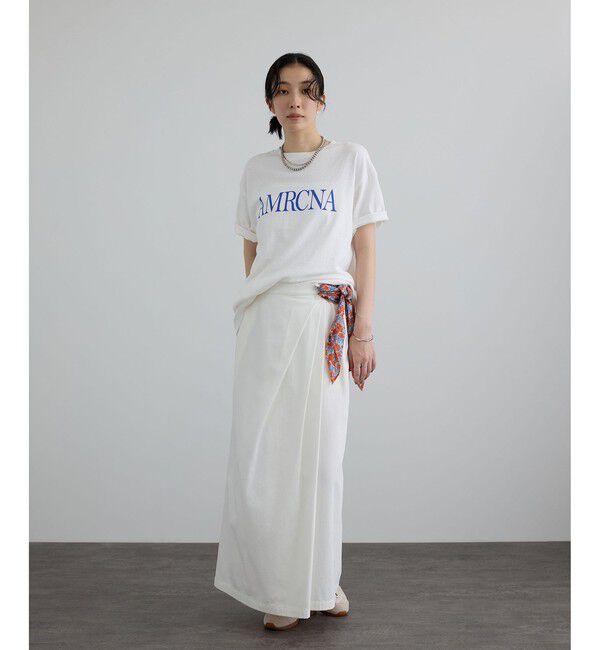 SALON adam et rope'「【Americana（アメリカーナ）】ラフィー丸胴 プリントT / センターロゴ」|Tシャツ・カットソー|