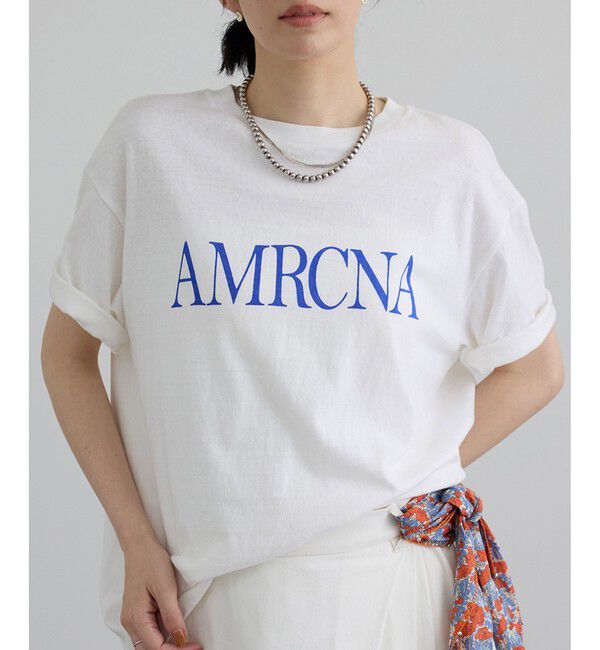 SALON adam et rope'「【Americana（アメリカーナ）】ラフィー丸胴 プリントT / センターロゴ」|Tシャツ・カットソー|