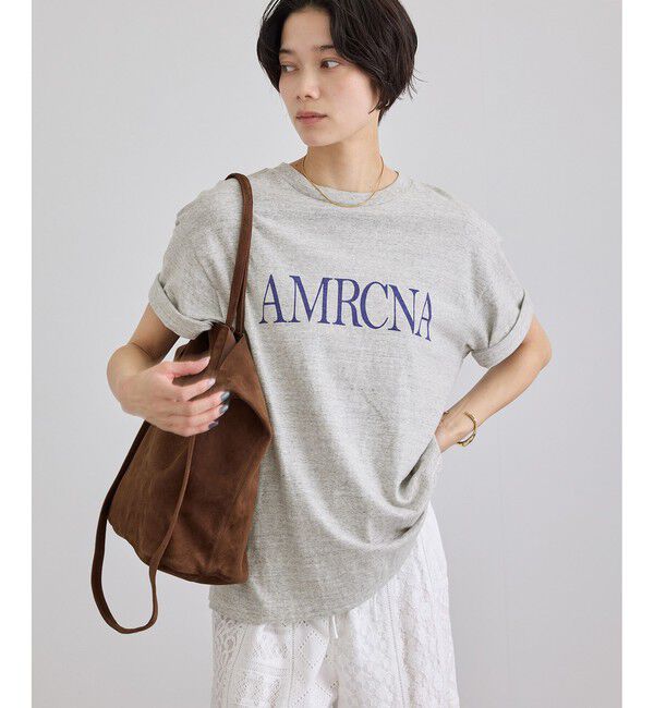 SALON adam et rope'「【Americana（アメリカーナ）】ラフィー丸胴 プリントT / センターロゴ」|Tシャツ・カットソー|
