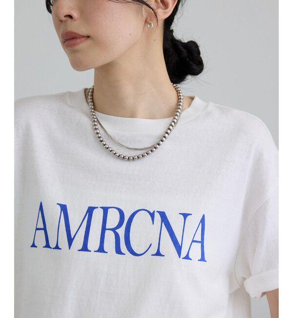 SALON adam et rope'「【Americana（アメリカーナ）】ラフィー丸胴 プリントT / センターロゴ」|Tシャツ・カットソー|