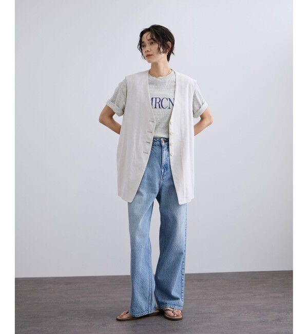 SALON adam et rope'「【Americana（アメリカーナ）】ラフィー丸胴 プリントT / センターロゴ」|Tシャツ・カットソー|