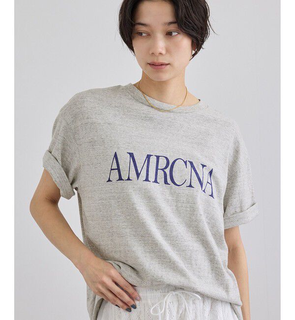 SALON adam et rope'「【Americana（アメリカーナ）】ラフィー丸胴 プリントT / センターロゴ」|Tシャツ・カットソー|