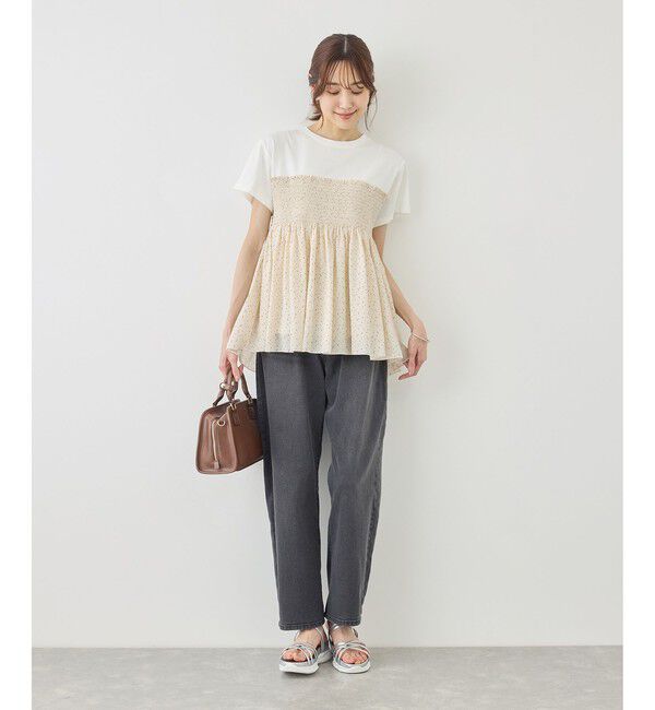 Rope&rsquo;Picnic「シャーリングドッキングハーフスリーブカットソー」|Tシャツ・カットソー|