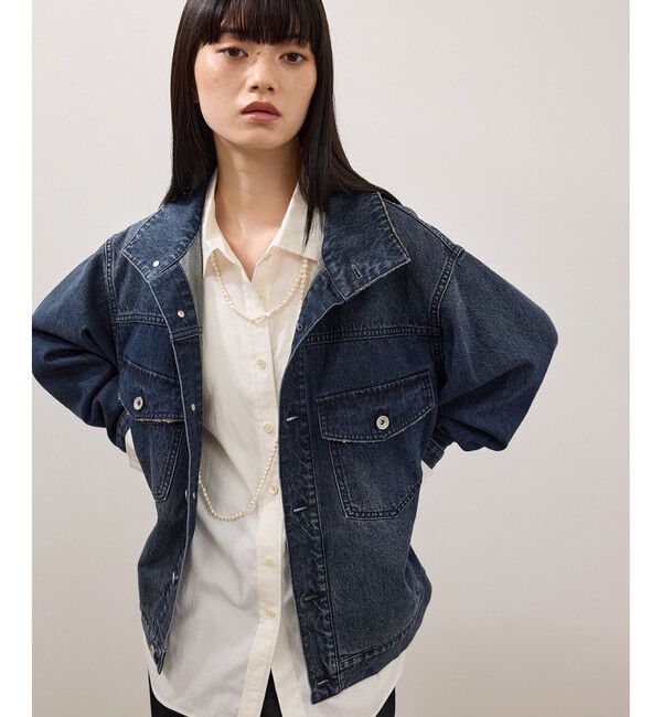 ADAM ET ROPE'「【WEB限定】・【定番】スタンドネックデニムジャケット」|デニムジャケット|ネイビー系(42)