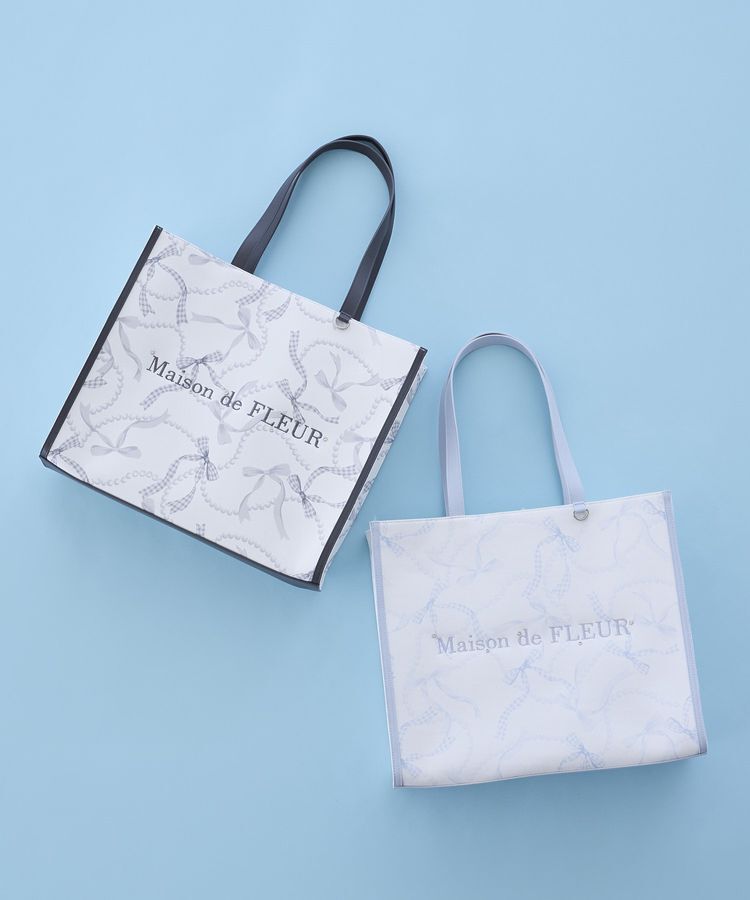 Maison de FLEUR「リボンパールプリントマルチポケットトートバッグ」|トートバッグ|