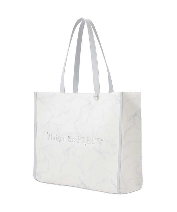 Maison de FLEUR「リボンパールプリントマルチポケットトートバッグ」|トートバッグ|