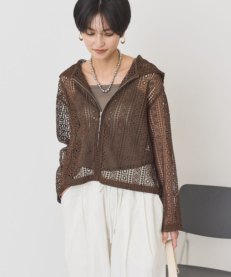 AMERICAN HOLIC「幾何学レースフードシャツ」|シャツ・ブラウス|Brown
