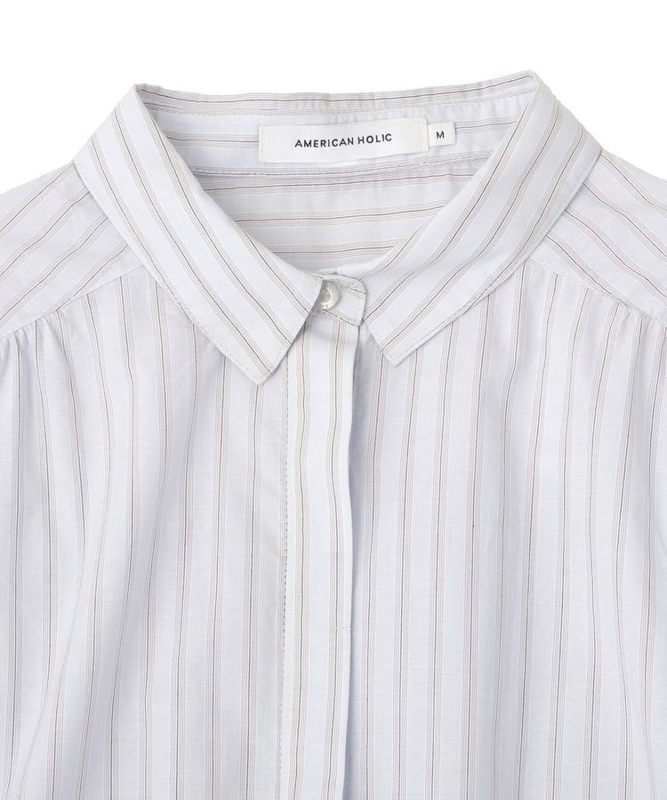 AMERICAN HOLIC「【WEB限定】【接触冷感・UVカット】ギャザーリボンスリーブ半袖シャツ」|シャツ・ブラウス|