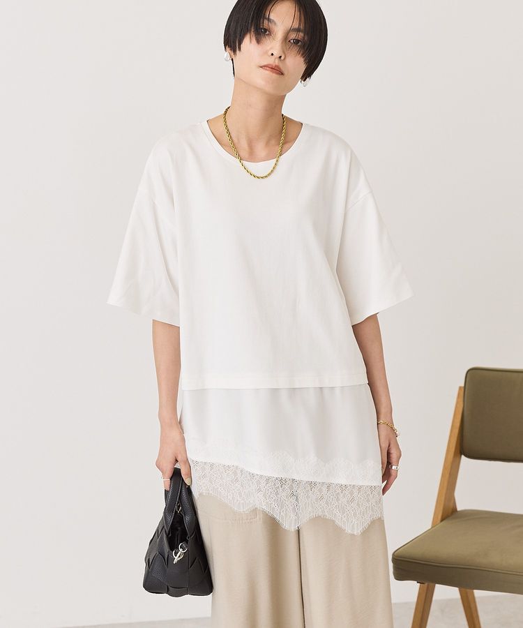 AMERICAN HOLIC「レースドッキングTシャツ」|Tシャツ・カットソー|