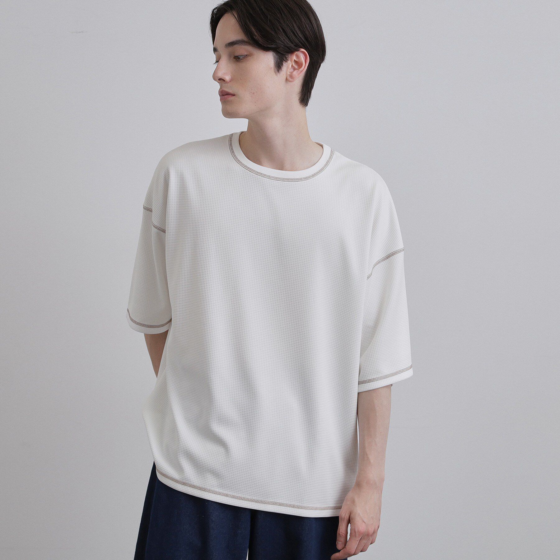 tk.TAKEO KIKUCHI「【気化熱冷却／涼しい】ワッフルカットソー」|Tシャツ・カットソー|ホワイト(001)