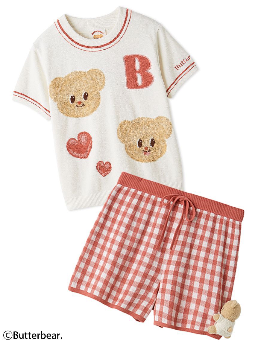 SNIDEL HOME「【WEB限定】【セット商品】【BUTTERBEAR】ニットプルオーバー＆ニットショートパンツSET」|ルームウェア|WHT