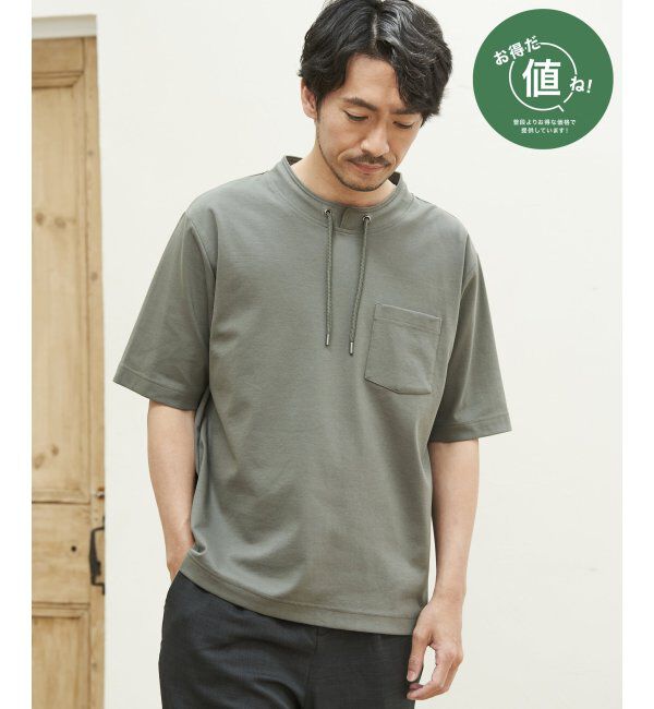 ikka「冷感ルーイカラー5分袖ポケT」|Tシャツ・カットソー|