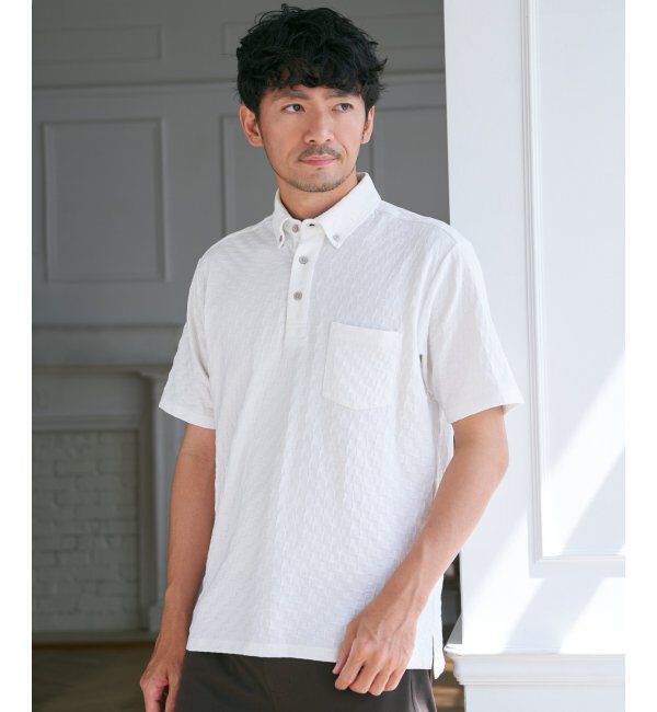 IKKA LOUNGE「リンクスジャカード市松ポロシャツ」|Tシャツ・カットソー|