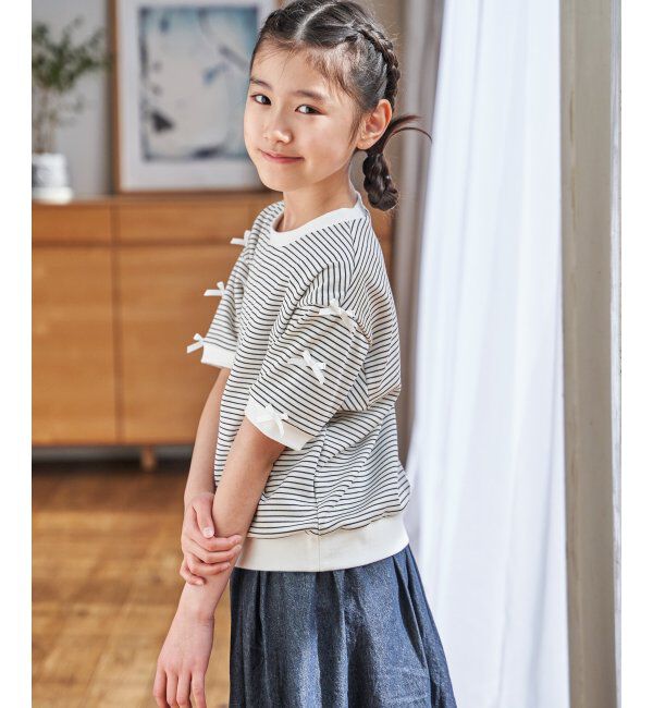 ikka kids「【親子コーデ】 フライス袖リボンドルマンプルオーバー (120cm~160cm)」|Tシャツ・カットソー|アイボリー