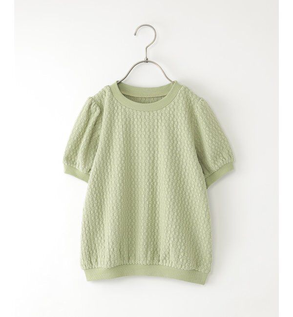ikka kids「【親子コーデ】 ジャカードパフ袖プルオーバー (120cm~160cm)」|Tシャツ・カットソー|ライトグリーン