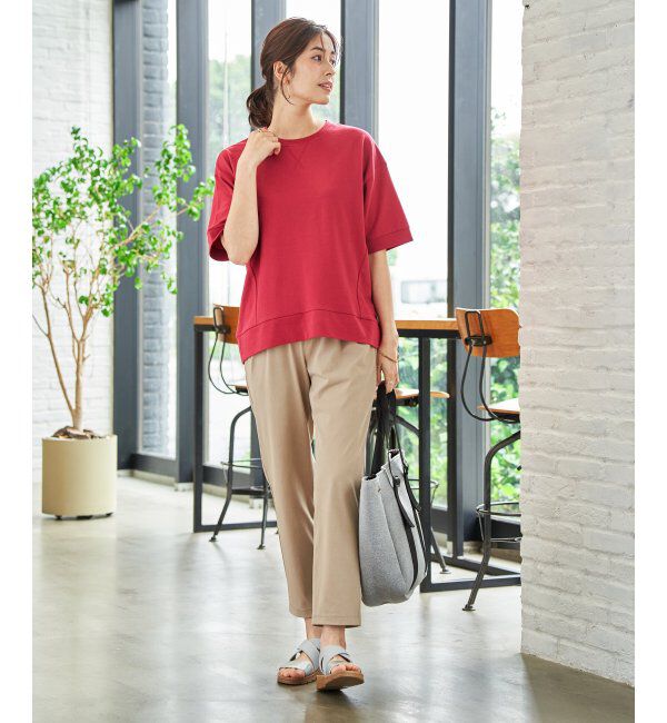 ikka「冷感スウェットライク半袖プルオーバー」|Tシャツ・カットソー|