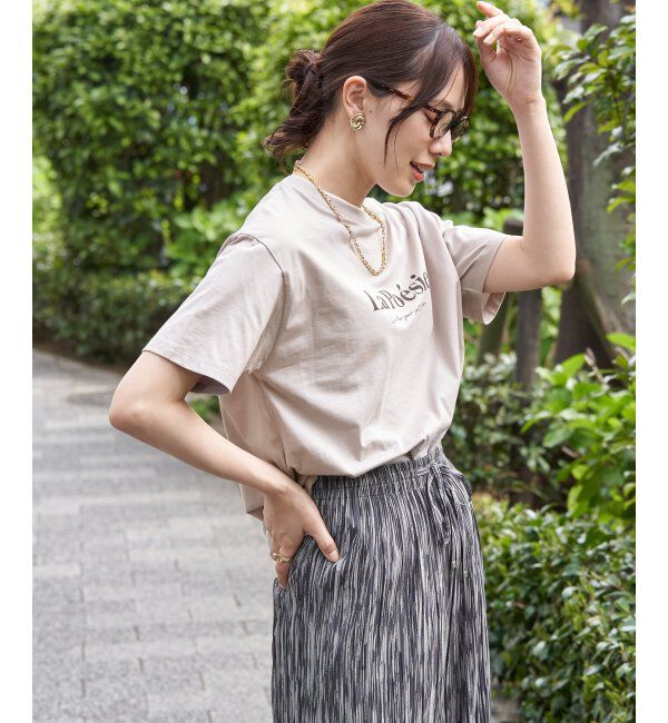 ikka「【接触冷感】裾レイヤードプリントTシャツ」|その他|