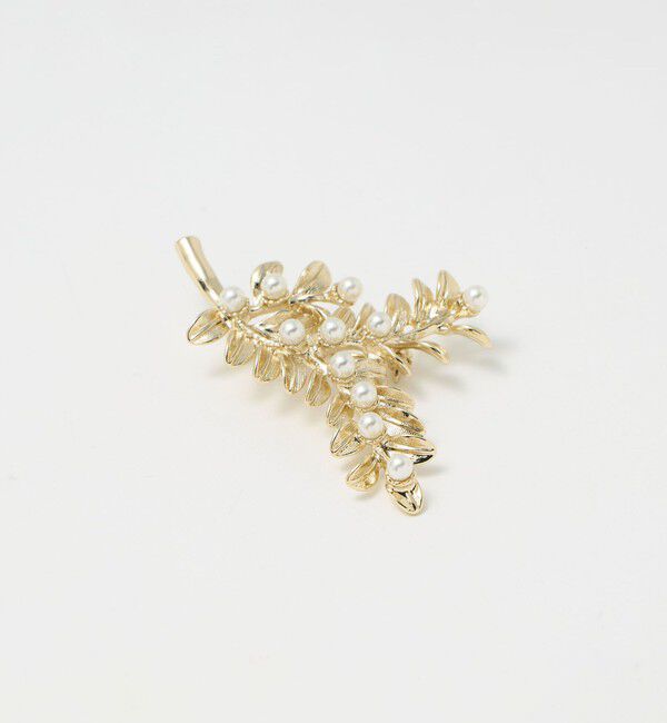 UNITED ARROWS green label relaxing「リーフ＆フェイクパール ブローチ」|ブローチ・コサージュ|