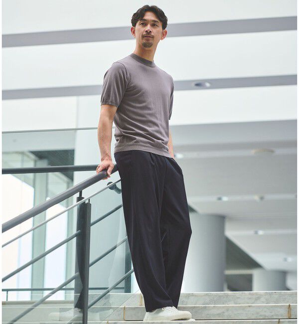 UNITED ARROWS green label relaxing「【WEB限定】JUST fit ジャケイン モックネック 半袖 ニット」|ニット・セーター|
