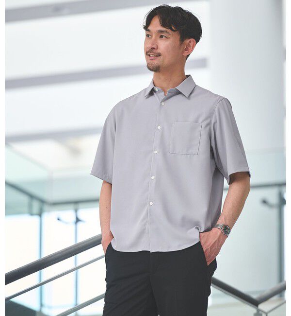 UNITED ARROWS green label relaxing「【WEB限定】JUST fit ソフト ドレープ 半袖 シャツ」|シャツ・ブラウス|LT.GRAY