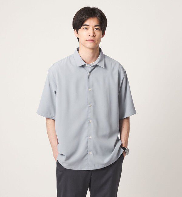 UNITED ARROWS green label relaxing「【WEB限定】JUST fit ソフトドレープ ボックスシルエット 半袖 シャツ」|シャツ・ブラウス|LT.GRAY