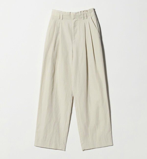 BEAUTY&YOUTH UNITED ARROWS「麻ブレンド バックゴム タック ワイドパンツ」|チノ|