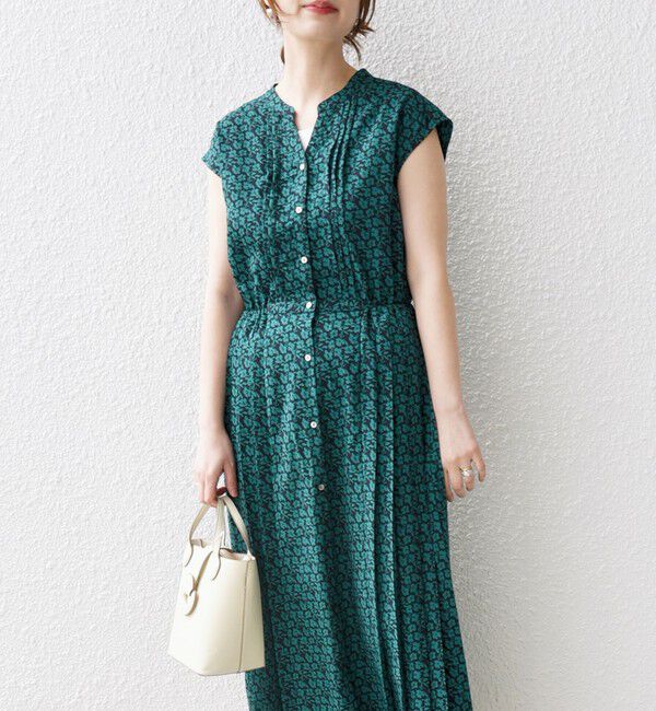 SHIPS for women「《一部予約》【WEB限定】〈洗濯機可能〉ドット 花柄 サイド プリーツ フレンチスリーブ ワンピース」|ワンピース|